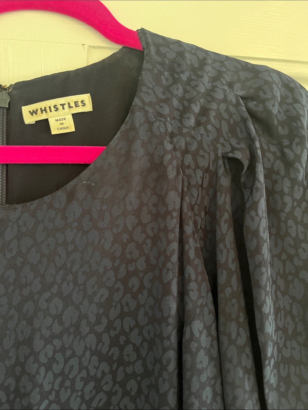 Whistles Navy Animal-Print Full Length Dress